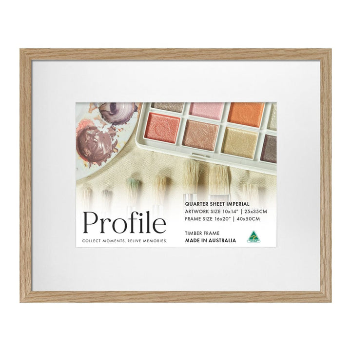 Decorator Natural Oak Artist Watercolour Frame Quarter Sheet Imperial from our Australian Made Picture Frames collection by Profile Australia