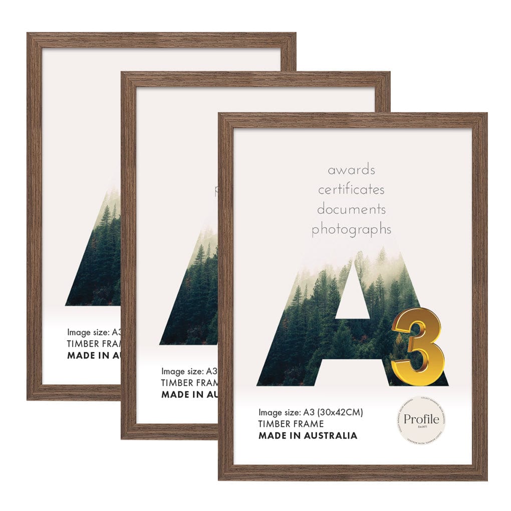 Elegant Chestnut A3 Set of Frames (Bulk Frame Bundle 3 Pack) from our Australian Made Picture Frames collection by Profile Products (Australia) Pty Ltd