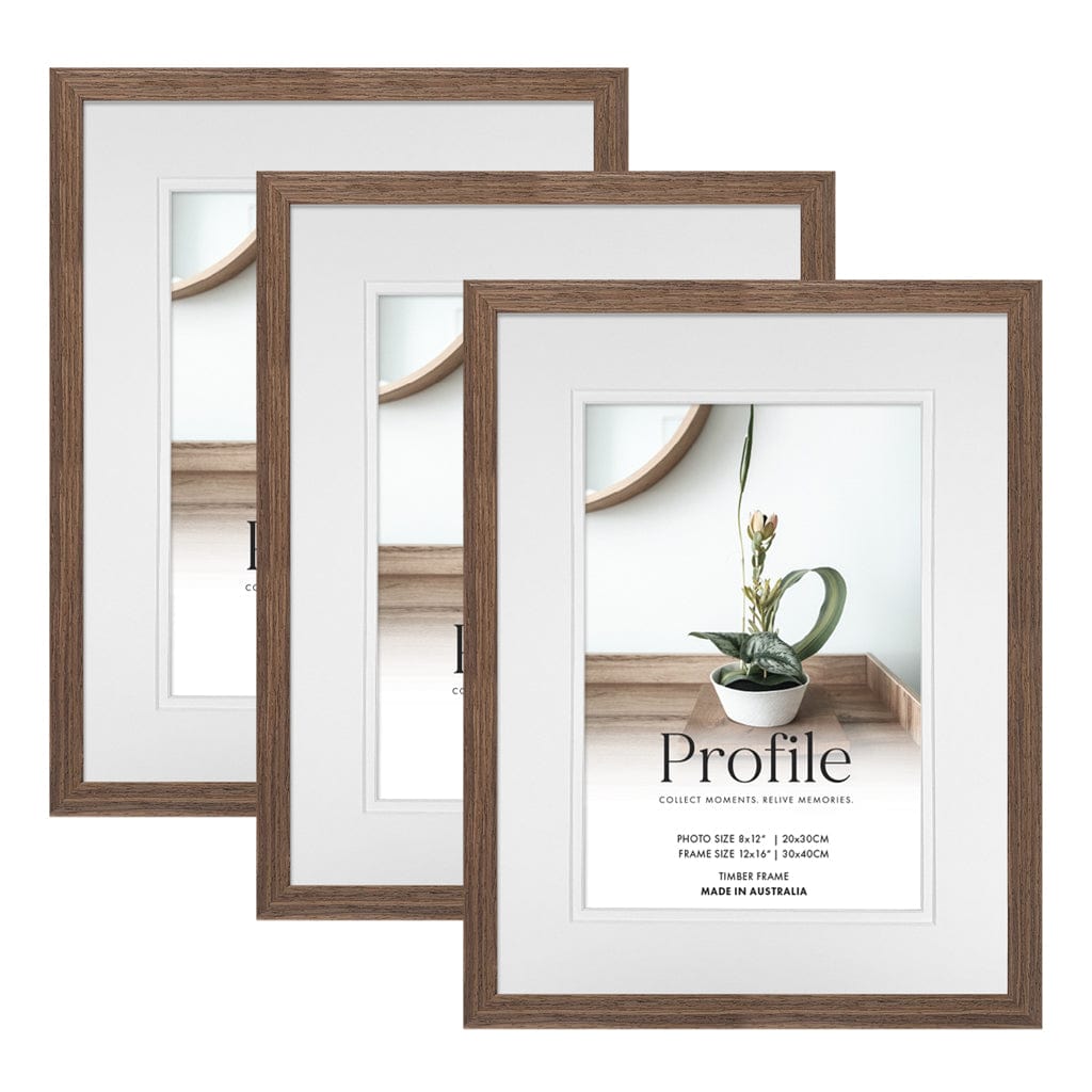 Elegant Deluxe Chestnut 12x16/8x12in Set of Frames (Bulk Frame Bundle 3 Pack) from our Australian Made Picture Frames collection by Profile Products (Australia) Pty Ltd