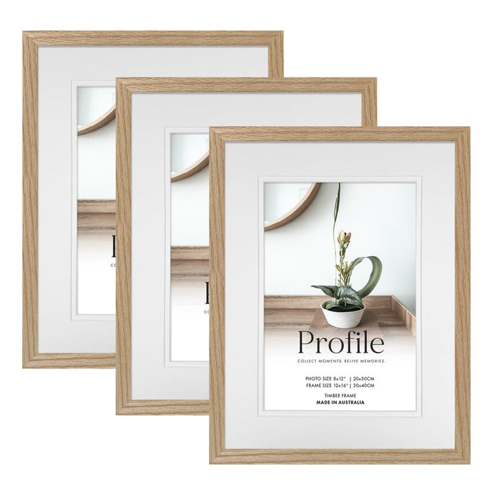 Elegant Deluxe Natural Oak 12x16/8x12in Set of Frames (Bulk Frame Bundle 3 Pack) from our Australian Made Picture Frames collection by Profile Products (Australia) Pty Ltd