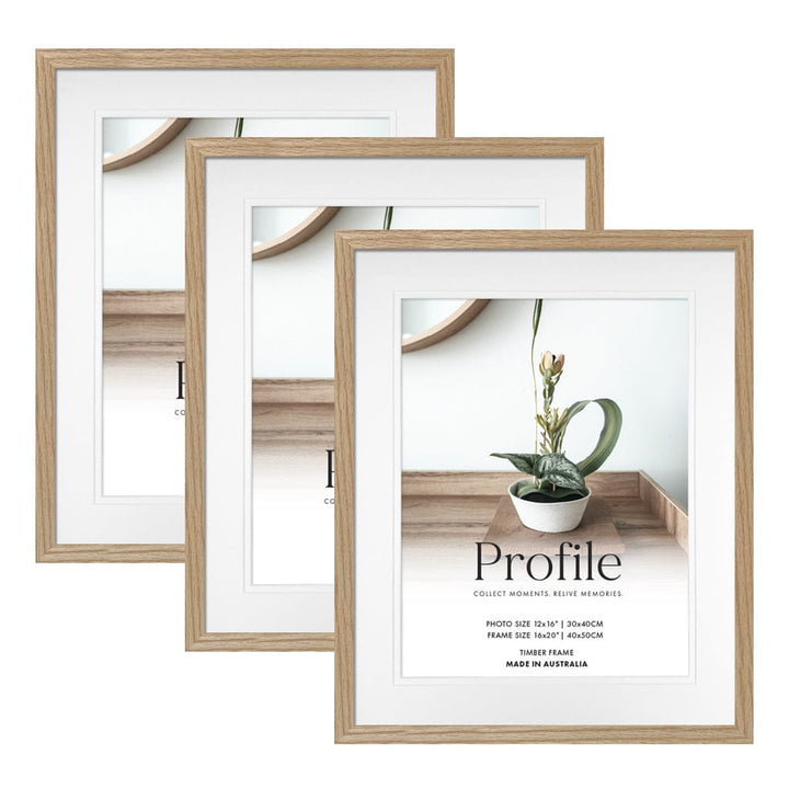 Elegant Deluxe Natural Oak 16x20/12x16in Set of Frames (Bulk Frame Bundle 3 Pack) from our Australian Made Picture Frames collection by Profile Products (Australia) Pty Ltd