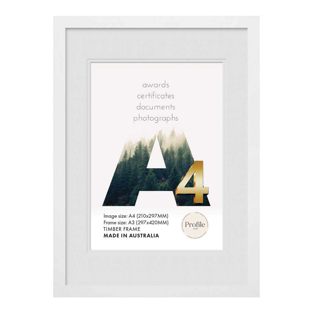 Elegant Deluxe White Photo Frame A3 (30x42cm) to suit A4 (21x30cm) image from our Australian Made Picture Frames collection by Profile Products (Australia) Pty Ltd