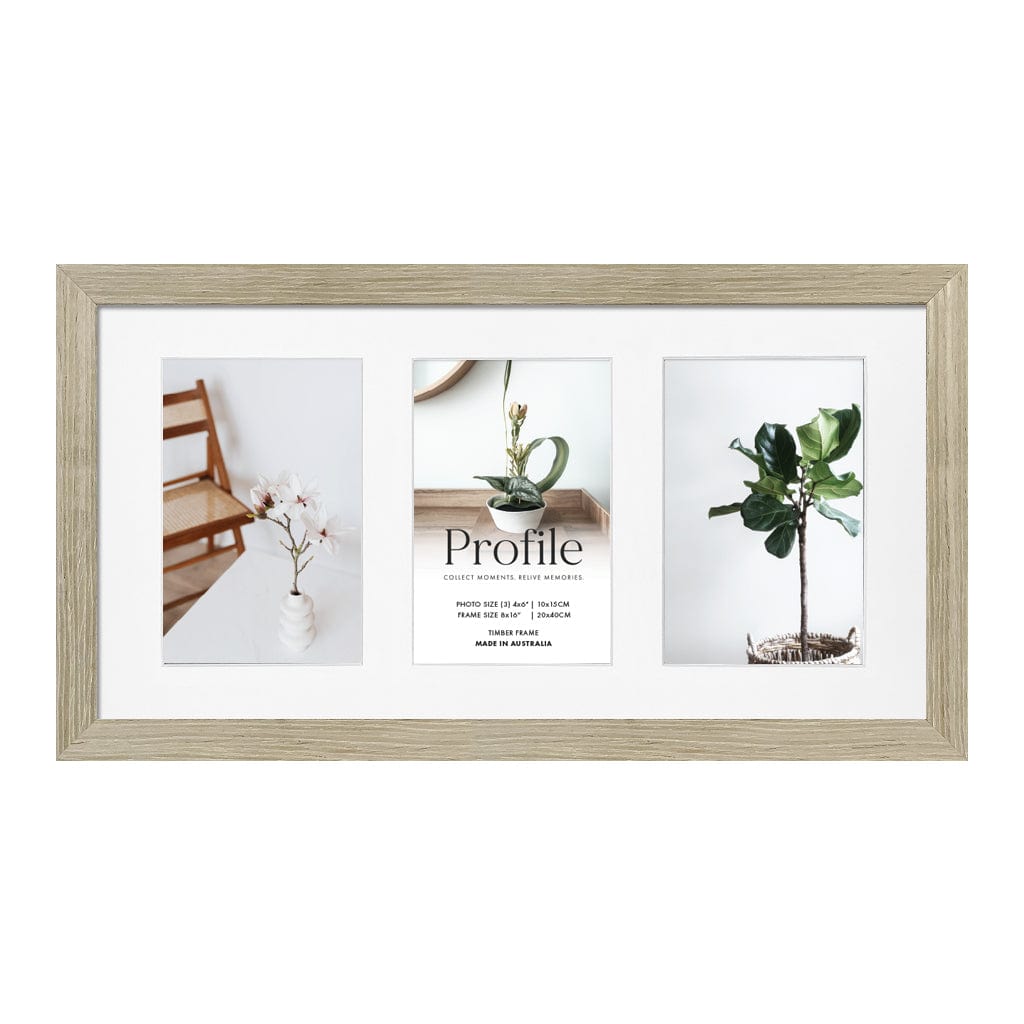Elegant Gallery Collage Photo Frame - 3 Photos (4x6in) Stone Ash from our Australian Made Picture Frames collection by Profile Products (Australia) Pty Ltd
