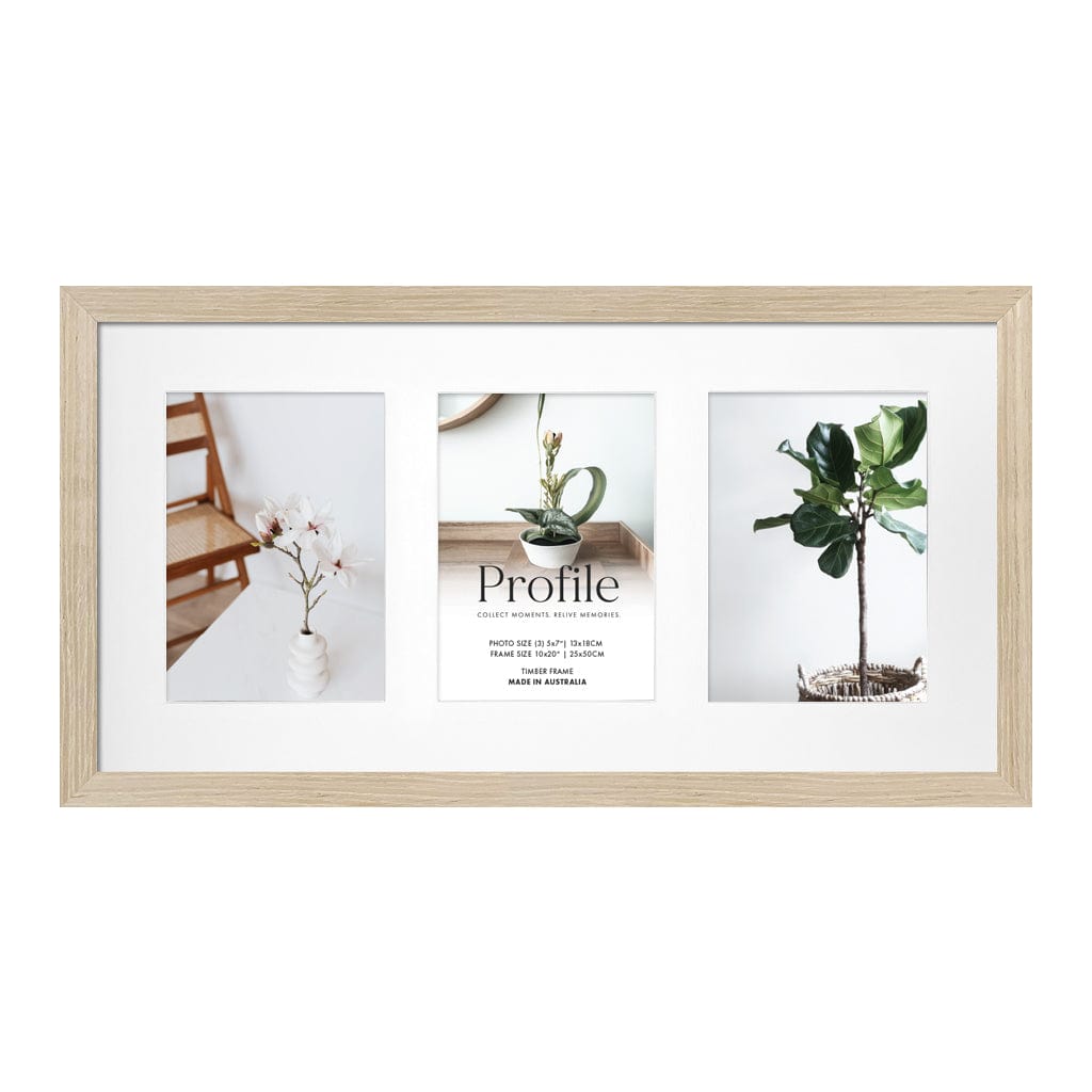 Elegant Gallery Collage Photo Frame - 3 Photos (5x7in) Polar Birch from our Australian Made Collage Photo Frame collection by Profile Products (Australia) Pty Ltd