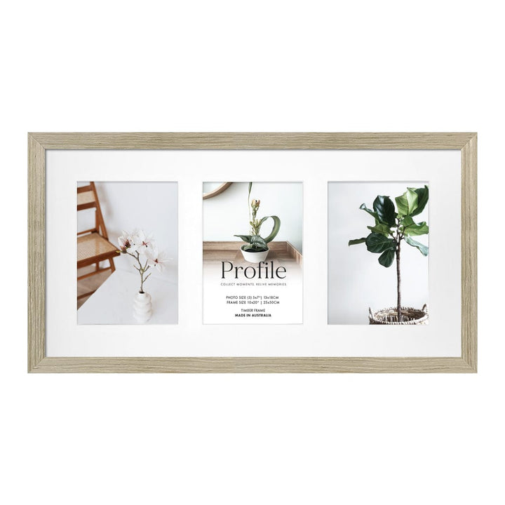 Elegant Gallery Collage Photo Frame - 3 Photos (5x7in) Stone Ash from our Australian Made Collage Photo Frame collection by Profile Products (Australia) Pty Ltd