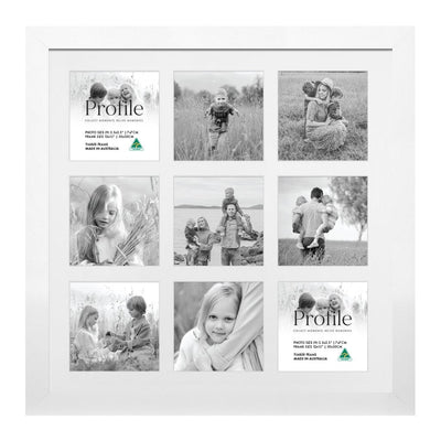 Elegant Insta Square Collage Photo Frame - 9 Photos (2.5x2.5in) White Frame from our Australian Made Collage Photo Frame collection by Profile Products Australia