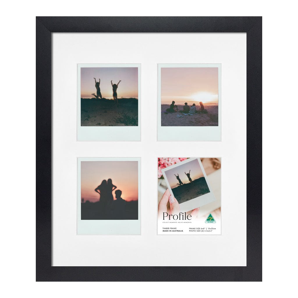 Elegant Polaroid Photo Frame - 4 Photo Collage Display Black Frame from our Australian Made Picture Frames collection by Profile Products (Australia) Pty Ltd