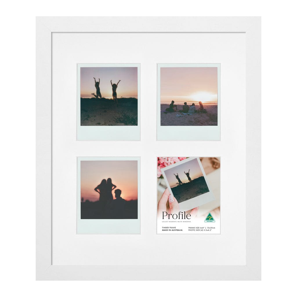 Elegant Polaroid Photo Frame - 4 Photo Collage Display White Frame from our Australian Made Picture Frames collection by Profile Products (Australia) Pty Ltd