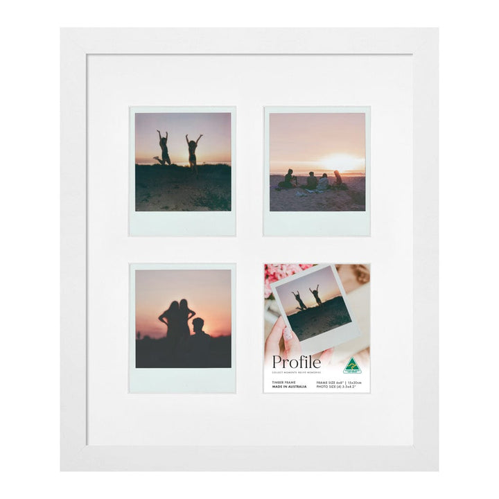 Elegant Polaroid Photo Frame - 4 Photo Collage Display White Frame from our Australian Made Picture Frames collection by Profile Products (Australia) Pty Ltd