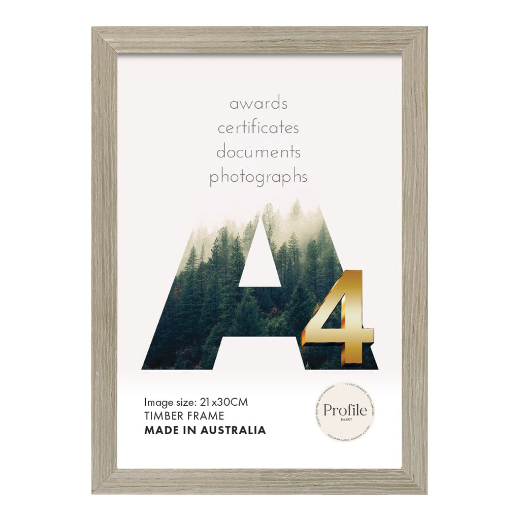 Elegant Stone Ash Timber A4 Picture Frame from our Australian Made A4 Picture Frames collection by Profile Products (Australia) Pty Ltd