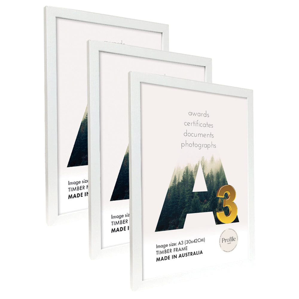 Elegant White A3 Set of Frames (Bulk Frame Bundle 3 Pack) from our Australian Made Picture Frames collection by Profile Products (Australia) Pty Ltd