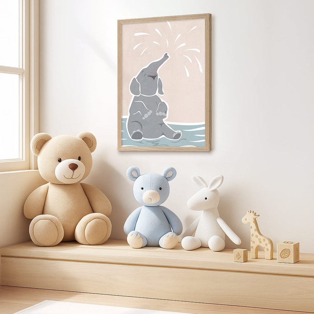 Elephant Joy Nursery Wall Art Print from our Australian Made Framed Wall Art, Prints & Posters collection by Profile Products (Australia) Pty Ltd