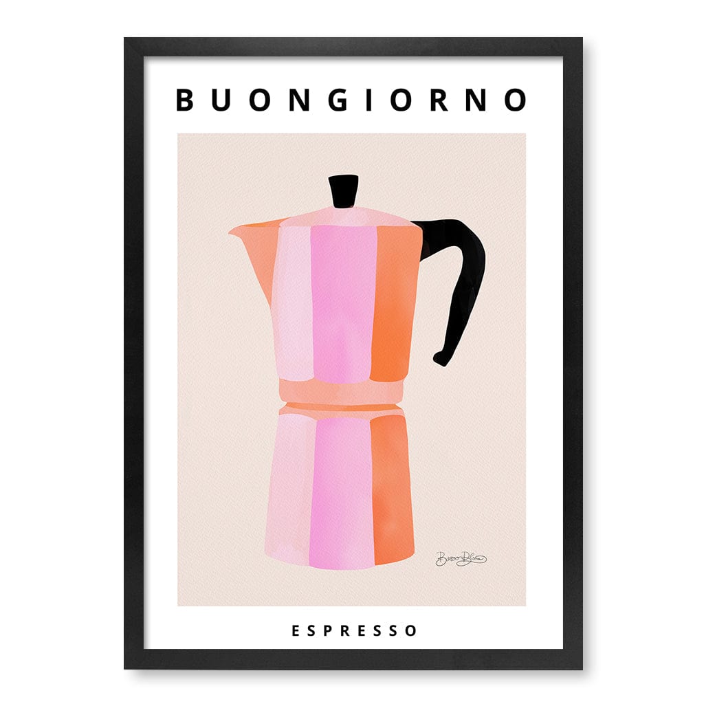 Espresso Buongiorno Modern Wall Art Print by Baroo Bloom A4 (21 x 29.7cm) / Matte Black Frame / No Border from our Australian Made Framed Wall Art, Prints & Posters collection by Profile Products (Australia) Pty Ltd