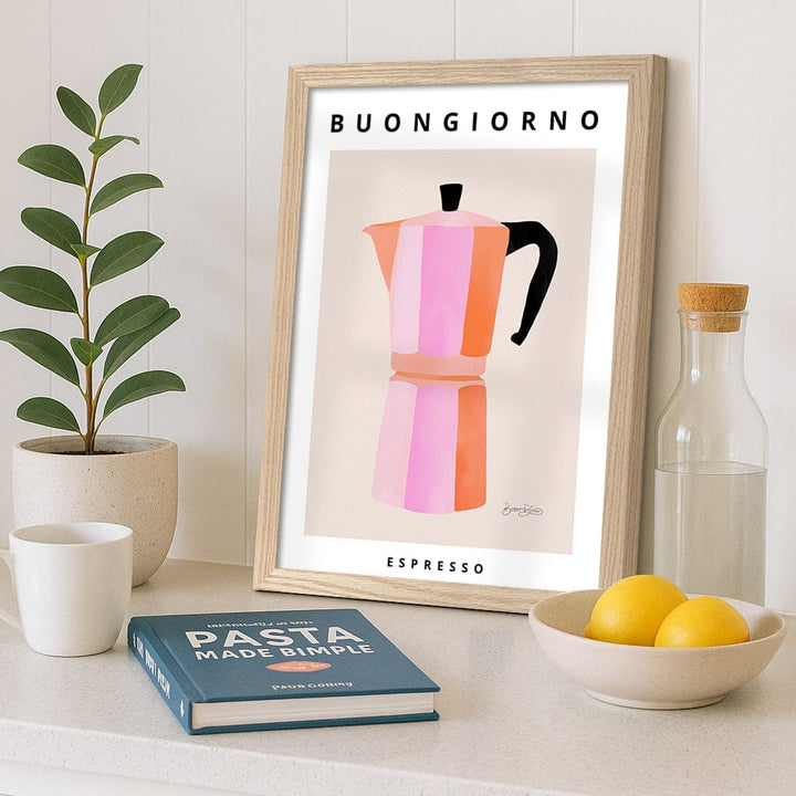Espresso Buongiorno Modern Wall Art Print by Baroo Bloom from our Australian Made Framed Wall Art, Prints & Posters collection by Profile Products (Australia) Pty Ltd