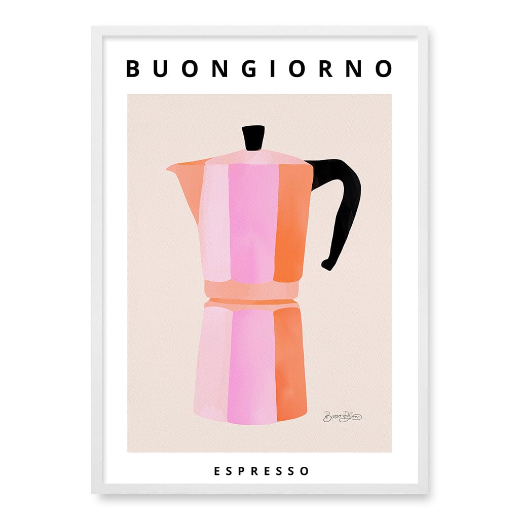 Espresso Buongiorno Wall Art Print A1 (59.4 x 84.1cm) / Matte White Frame / No Border from our Australian Made Wall Art collection by Profile Australia