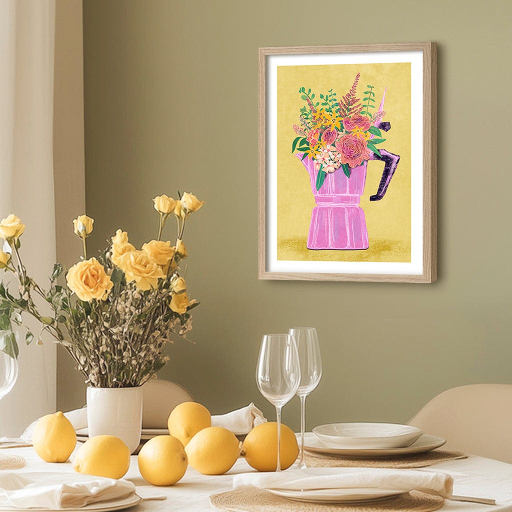 Espresso Maker With Flowers Modern Wall Art Print from our Australian Made Framed Wall Art, Prints & Posters collection by Profile Products (Australia) Pty Ltd