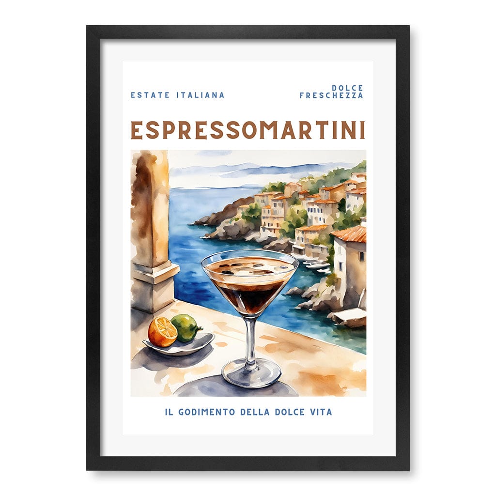 Espresso Martini Cocktail Wall Art Print A4 (21 x 29.7cm) / Matte Black Frame / White Border from our Australian Made Framed Wall Art, Prints & Posters collection by Profile Products (Australia) Pty Ltd