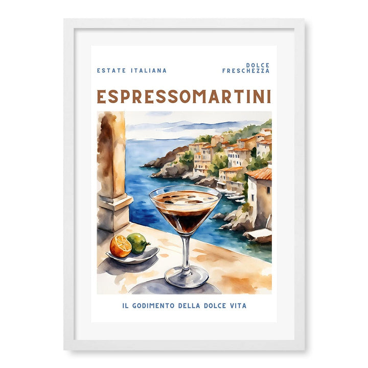 Espresso Martini Cocktail Wall Art Print A4 (21 x 29.7cm) / Matte White Frame / White Border from our Australian Made Framed Wall Art, Prints & Posters collection by Profile Products (Australia) Pty Ltd