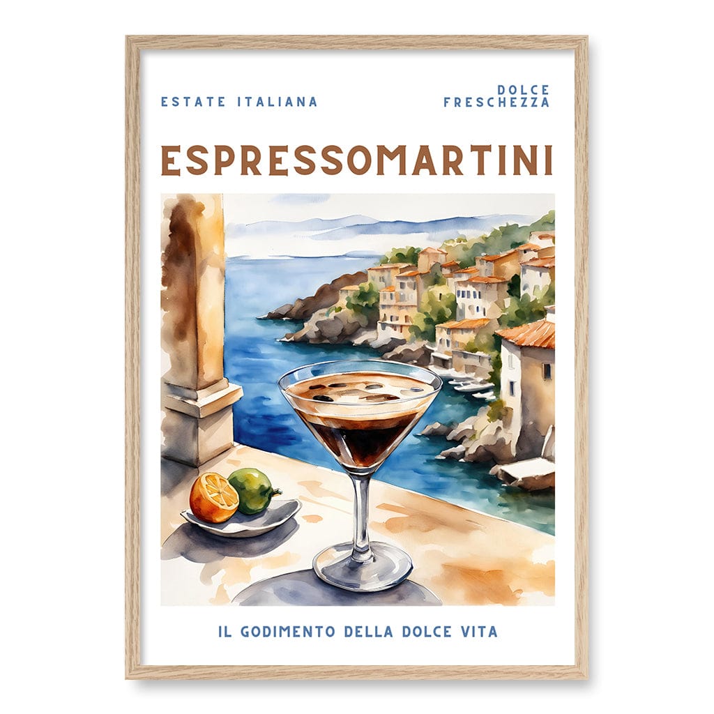Espresso Martini Wall Art Print A1 (59.4 x 84.1cm) / Natural Oak Frame / No Border from our Australian Made Wall Art collection by Profile Australia