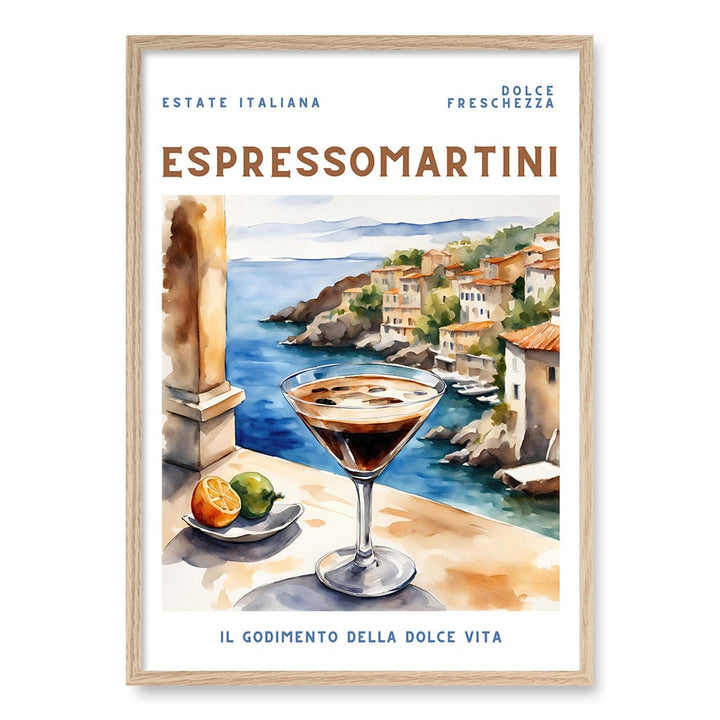 Espresso Martini Wall Art Print A1 (59.4 x 84.1cm) / Natural Oak Frame / No Border from our Australian Made Wall Art collection by Profile Australia