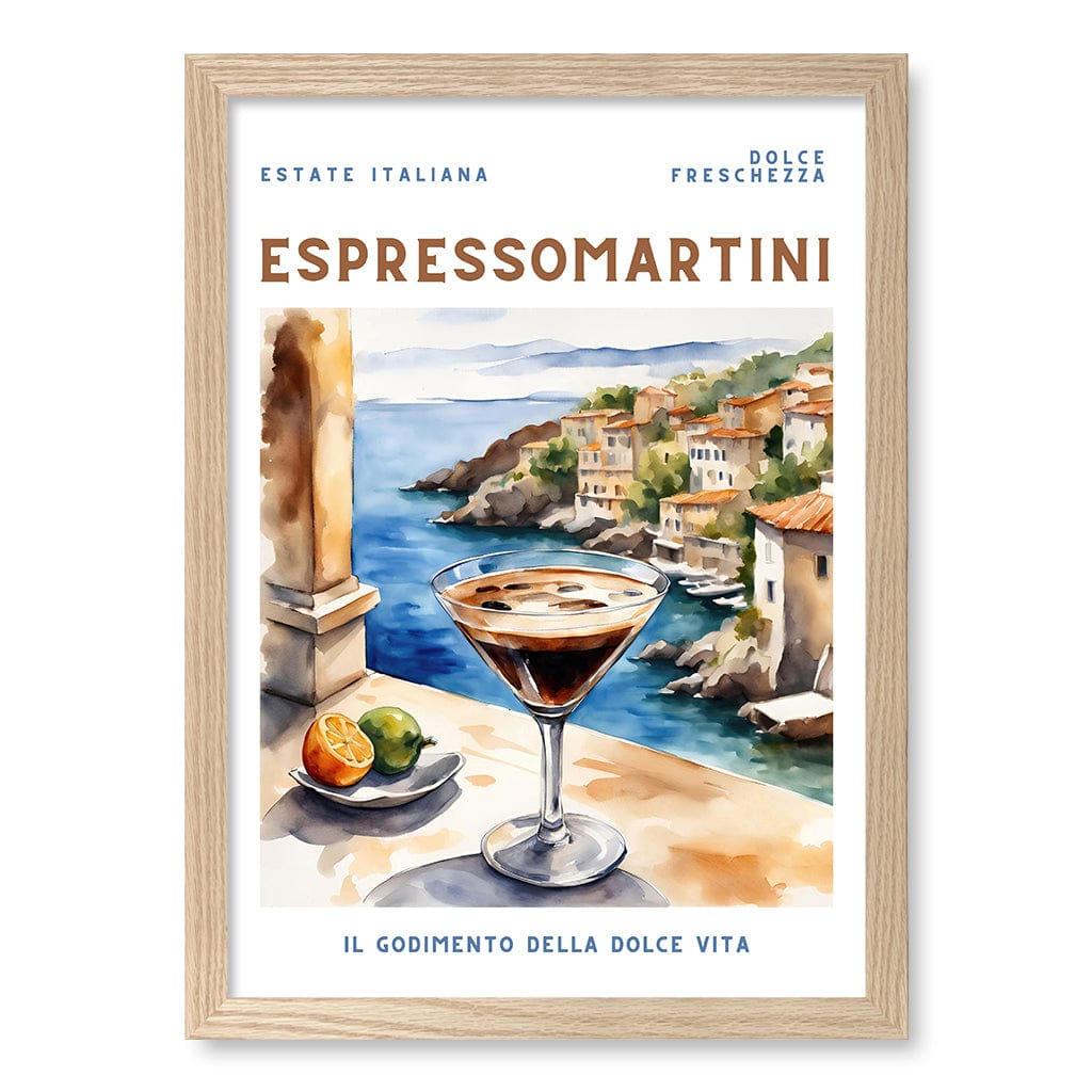 Espresso Martini Wall Art Print A3 (29.7 x 42cm) / Natural Oak Frame / No Border from our Australian Made Wall Art collection by Profile Australia