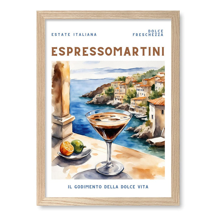 Espresso Martini Wall Art Print A3 (29.7 x 42cm) / Natural Oak Frame / No Border from our Australian Made Wall Art collection by Profile Australia
