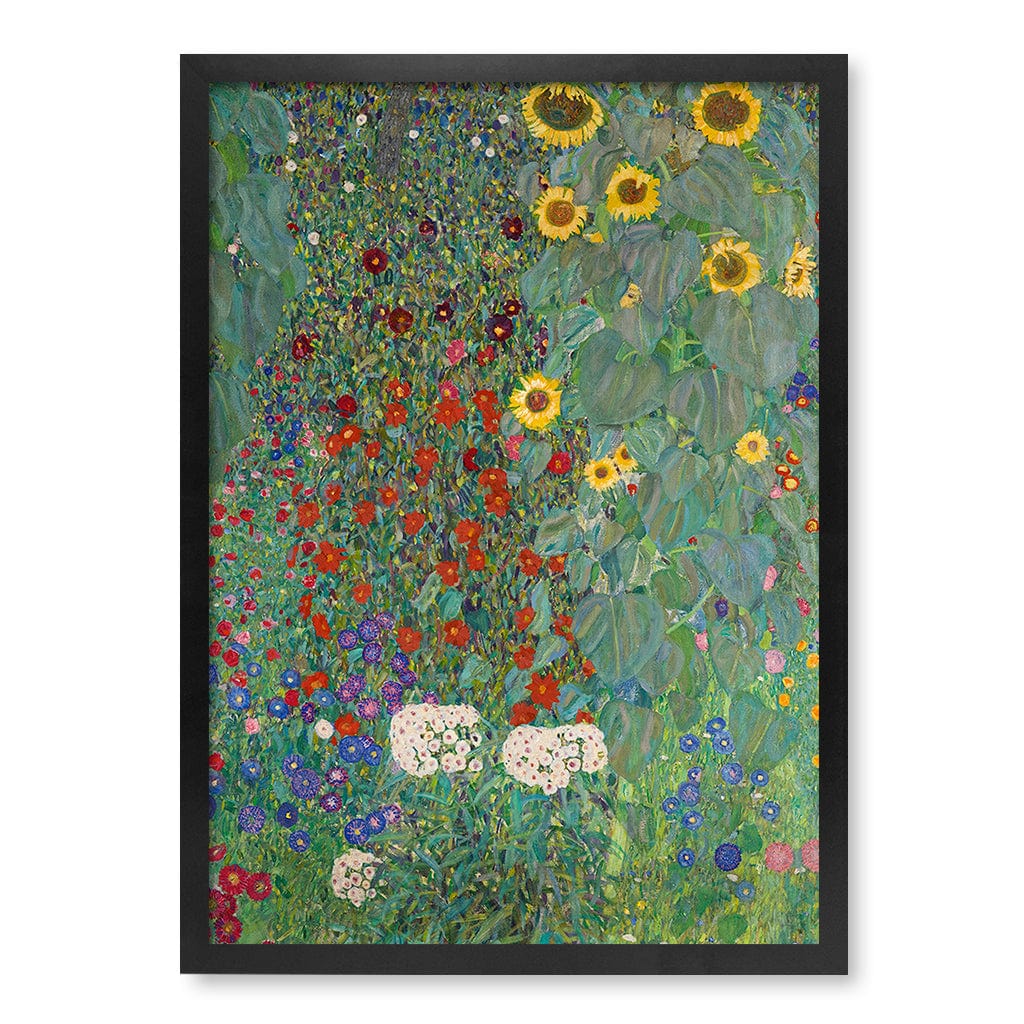 Farm Garden with Sunflowers - Gustav Klimt Art Print A4 (21 x 29.7cm) / Matte Black Frame / No Border from our Australian Made Framed Wall Art, Prints & Posters collection by Profile Products (Australia) Pty Ltd