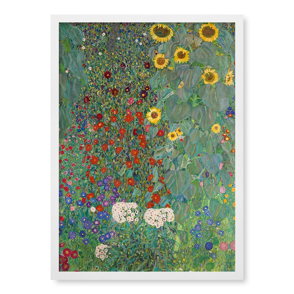Farm Garden with Sunflowers - Gustav Klimt Art Print A4 (21 x 29.7cm) / Matte White Frame / No Border from our Australian Made Framed Wall Art, Prints & Posters collection by Profile Products (Australia) Pty Ltd