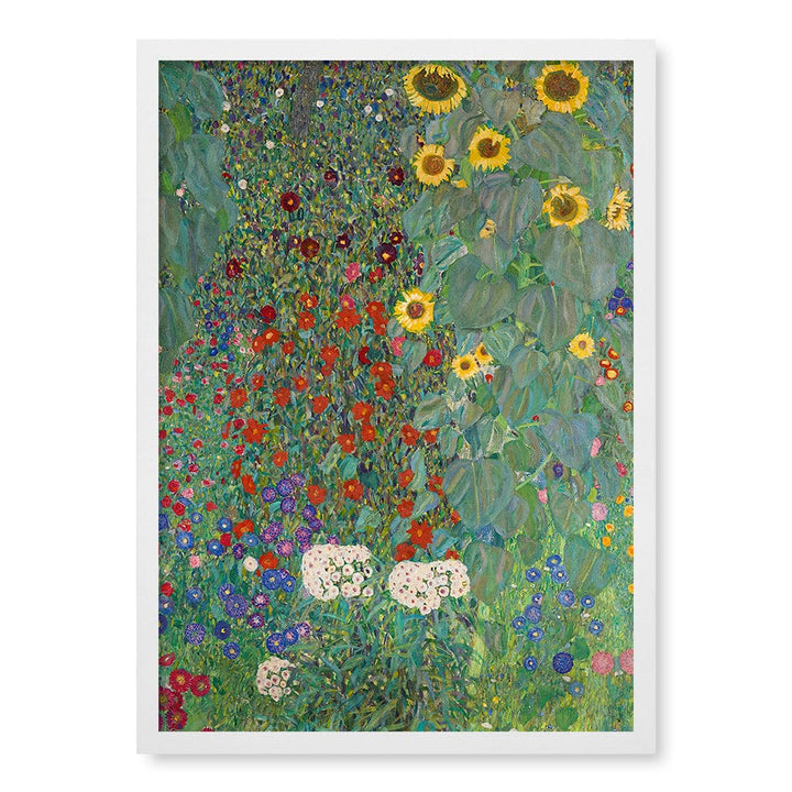 Farm Garden with Sunflowers - Gustav Klimt Art Print A4 (21 x 29.7cm) / Matte White Frame / No Border from our Australian Made Framed Wall Art, Prints & Posters collection by Profile Products (Australia) Pty Ltd
