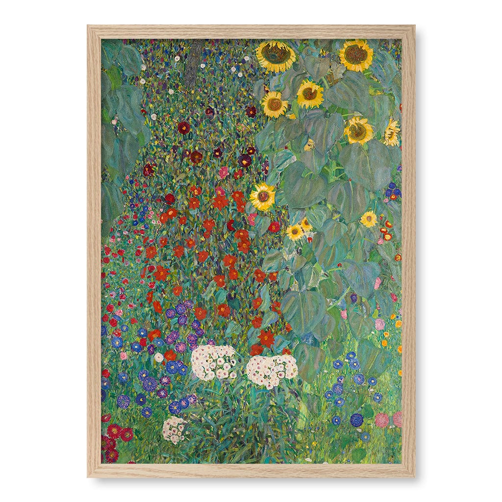 Farm Garden with Sunflowers - Gustav Klimt Art Print A4 (21 x 29.7cm) / Natural Oak Frame / No Border from our Australian Made Framed Wall Art, Prints & Posters collection by Profile Products (Australia) Pty Ltd
