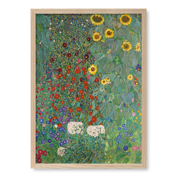 Farm Garden with Sunflowers - Gustav Klimt Art Print A4 (21 x 29.7cm) / Natural Oak Frame / No Border from our Australian Made Framed Wall Art, Prints & Posters collection by Profile Products (Australia) Pty Ltd