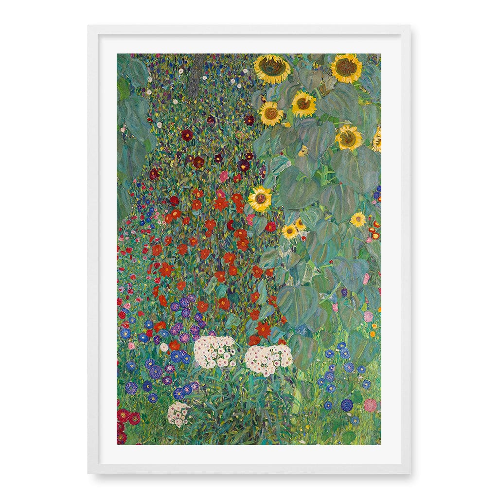 Farm Garden with Sunflowers Wall Art Print A1 (59.4 x 84.1cm) / Matte White Frame / White Border from our Australian Made Wall Art collection by Profile Australia