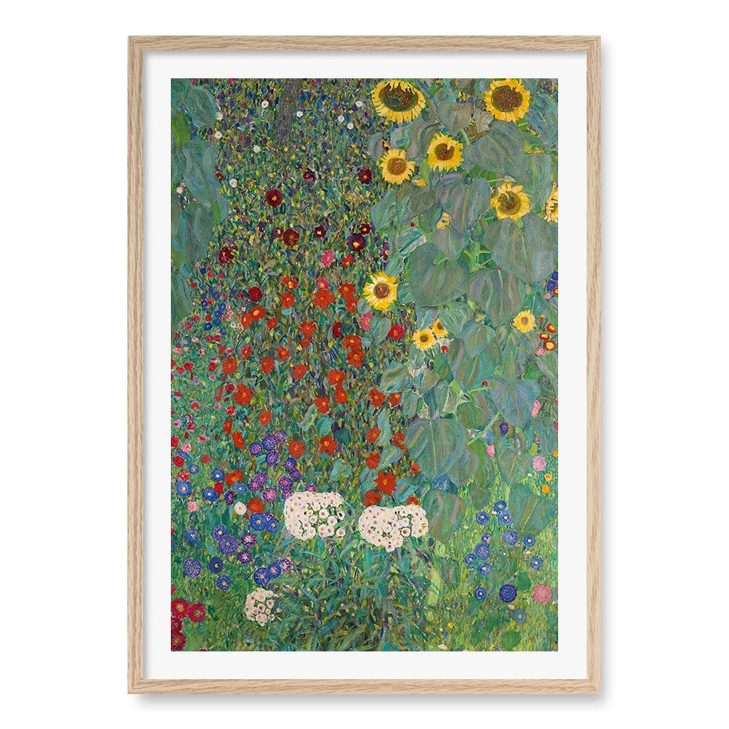 Farm Garden with Sunflowers Wall Art Print A1 (59.4 x 84.1cm) / Natural Oak Frame / White Border from our Australian Made Wall Art collection by Profile Australia