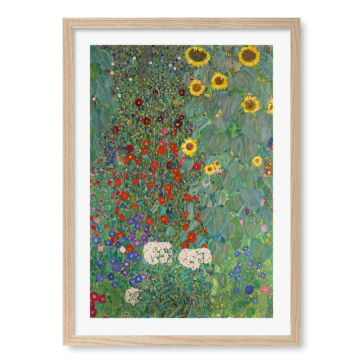 Farm Garden with Sunflowers Wall Art Print A2 (42 x 59.4cm) / Natural Oak Frame / White Border from our Australian Made Wall Art collection by Profile Australia