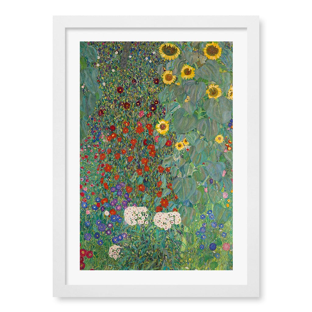 Farm Garden with Sunflowers Wall Art Print A3 (29.7 x 42cm) / Matte White Frame / White Border from our Australian Made Wall Art collection by Profile Australia