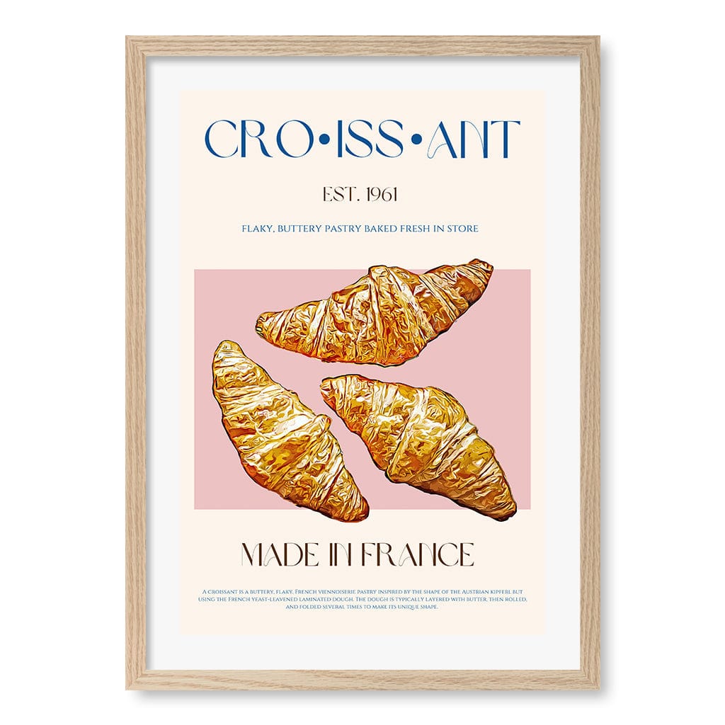 Flaky French Delight Modern Wall Art Print A4 (21 x 29.7cm) / Natural Oak Frame / White Border from our Australian Made Framed Wall Art, Prints & Posters collection by Profile Products (Australia) Pty Ltd