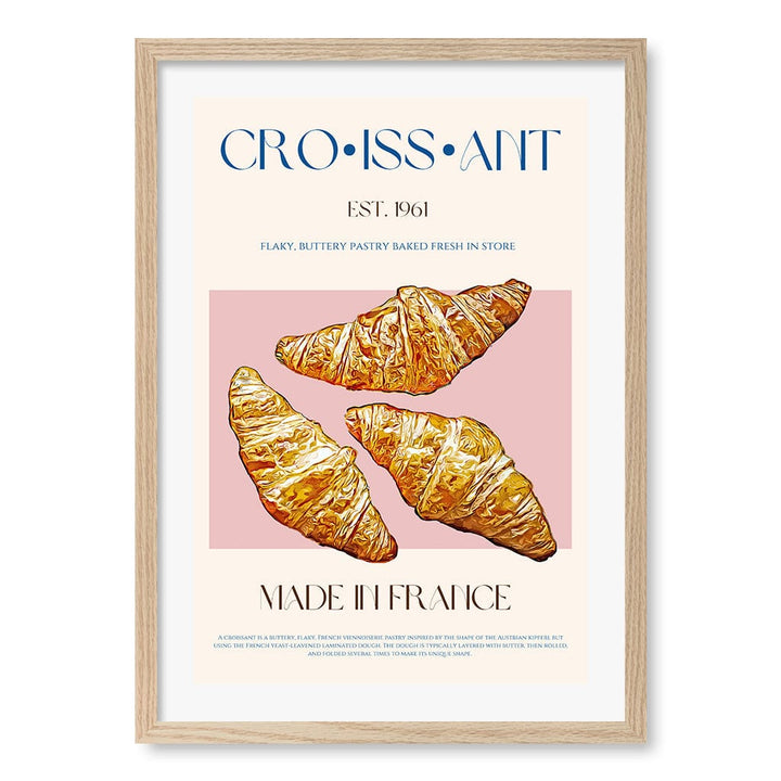 Flaky French Delight Modern Wall Art Print A4 (21 x 29.7cm) / Natural Oak Frame / White Border from our Australian Made Framed Wall Art, Prints & Posters collection by Profile Products (Australia) Pty Ltd