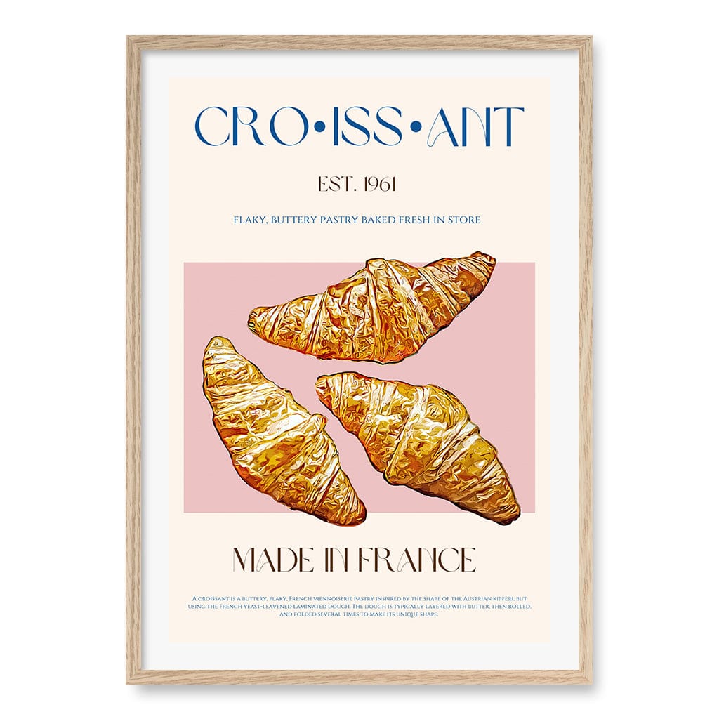 Flaky French Delight Wall Art Print A1 (59.4 x 84.1cm) / Natural Oak Frame / White Border from our Australian Made Wall Art collection by Profile Australia