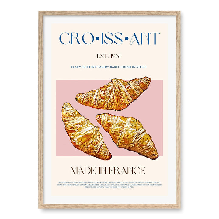 Flaky French Delight Wall Art Print A1 (59.4 x 84.1cm) / Natural Oak Frame / White Border from our Australian Made Wall Art collection by Profile Australia