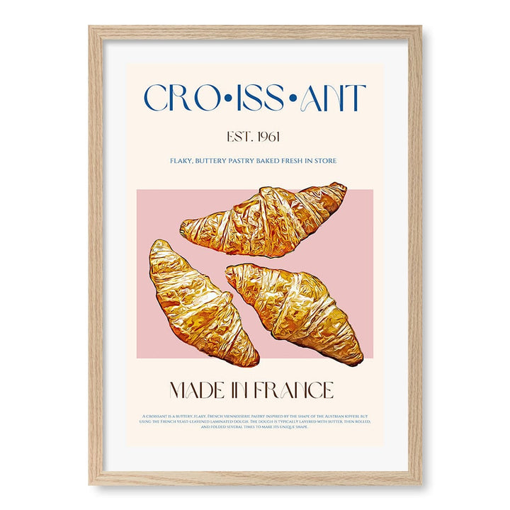 Flaky French Delight Wall Art Print A2 (42 x 59.4cm) / Natural Oak Frame / White Border from our Australian Made Wall Art collection by Profile Australia
