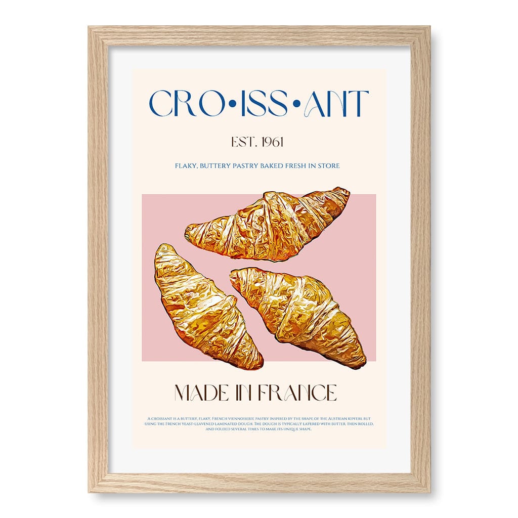Flaky French Delight Wall Art Print A3 (29.7 x 42cm) / Natural Oak Frame / White Border from our Australian Made Wall Art collection by Profile Australia
