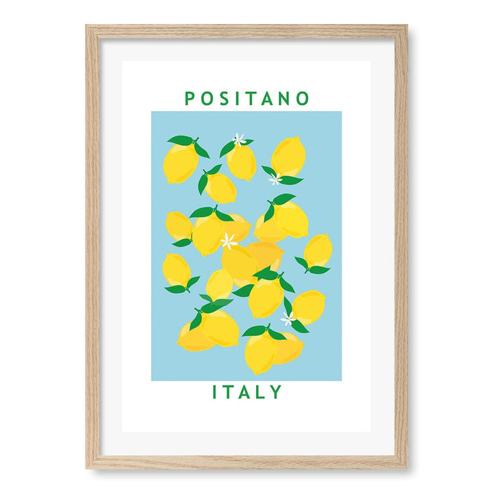 Flower Market Lemons Modern Wall Art Print by Petra Lizde A4 (21 x 29.7cm) / Natural Oak Frame / White Border from our Australian Made Framed Wall Art, Prints & Posters collection by Profile Products (Australia) Pty Ltd