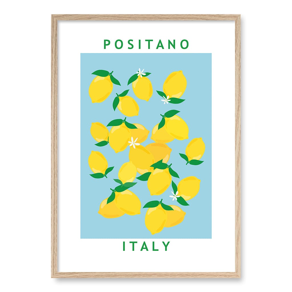 Flower Market Lemons Wall Art Print A1 (59.4 x 84.1cm) / Natural Oak Frame / No Border from our Australian Made Wall Art collection by Profile Australia