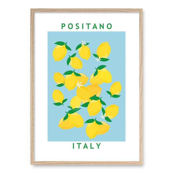 Flower Market Lemons Wall Art Print A1 (59.4 x 84.1cm) / Natural Oak Frame / No Border from our Australian Made Wall Art collection by Profile Australia