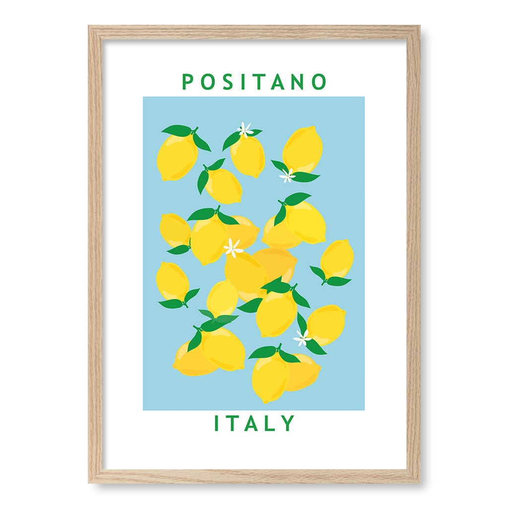 Flower Market Lemons Wall Art Print A2 (42 x 59.4cm) / Natural Oak Frame / No Border from our Australian Made Wall Art collection by Profile Australia