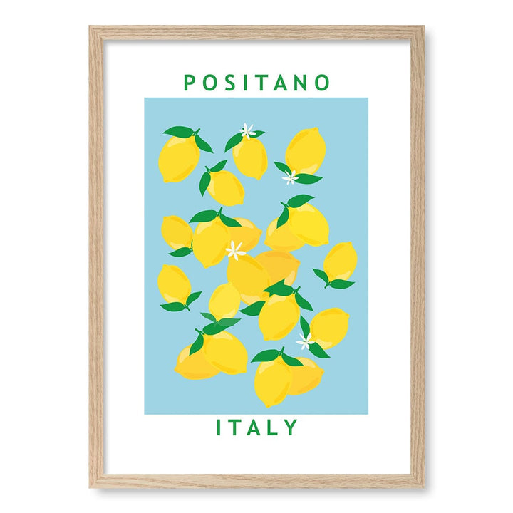 Flower Market Lemons Wall Art Print A2 (42 x 59.4cm) / Natural Oak Frame / No Border from our Australian Made Wall Art collection by Profile Australia