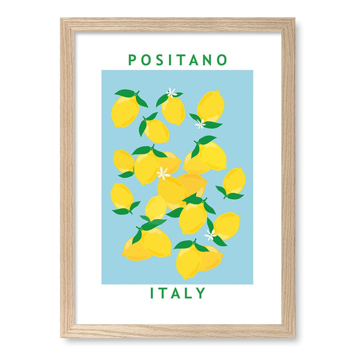 Flower Market Lemons Wall Art Print A3 (29.7 x 42cm) / Natural Oak Frame / No Border from our Australian Made Wall Art collection by Profile Australia