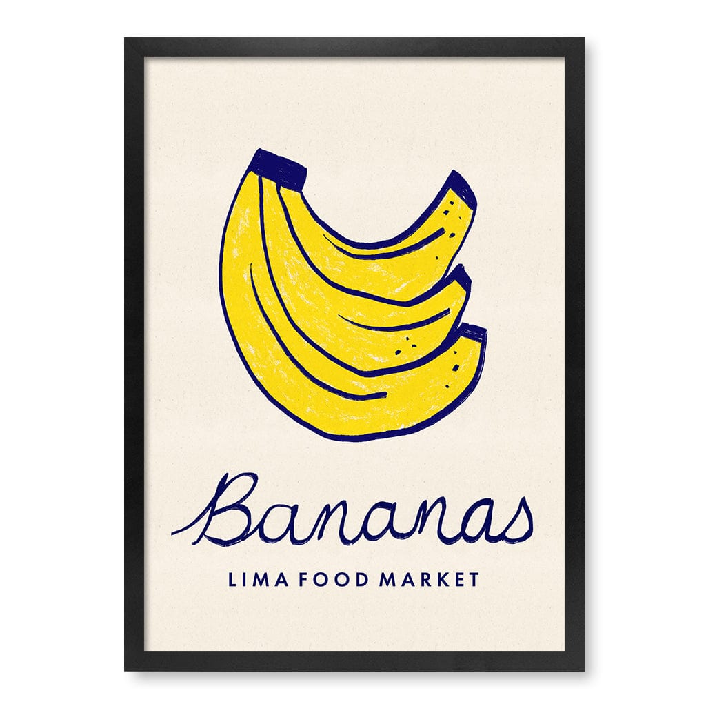 Food Market Bananas Modern Wall Art Print A4 (21 x 29.7cm) / Matte Black Frame / No Border from our Australian Made Framed Wall Art, Prints & Posters collection by Profile Products (Australia) Pty Ltd