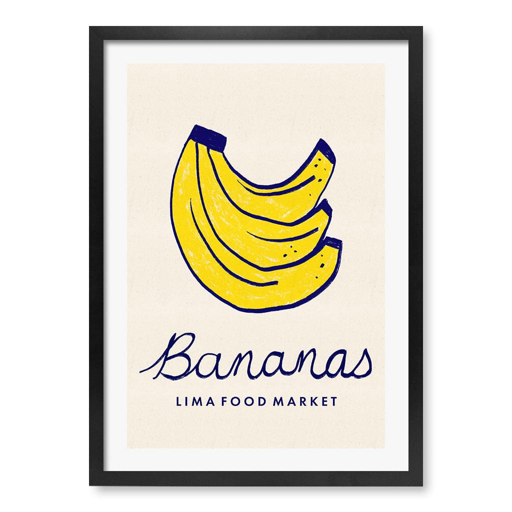 Food Market Bananas Modern Wall Art Print A4 (21 x 29.7cm) / Matte Black Frame / White Border from our Australian Made Framed Wall Art, Prints & Posters collection by Profile Products (Australia) Pty Ltd