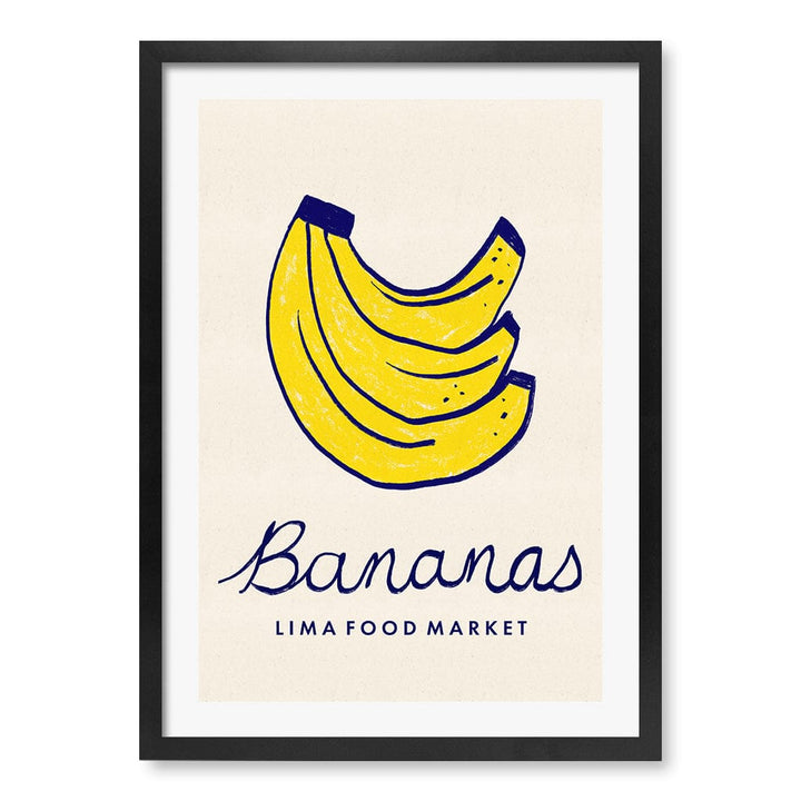 Food Market Bananas Modern Wall Art Print A4 (21 x 29.7cm) / Matte Black Frame / White Border from our Australian Made Framed Wall Art, Prints & Posters collection by Profile Products (Australia) Pty Ltd